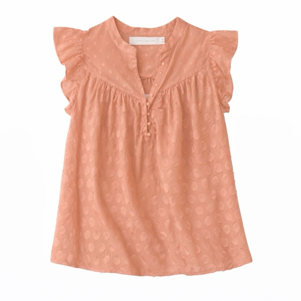 🌸NWOT! Pink Polka Dot Ruffle Sleeve Top